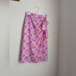 Ann Taylor Skirts Women 0 Multicolor Geometric Wrap Skirt Midi Elegant Versatile